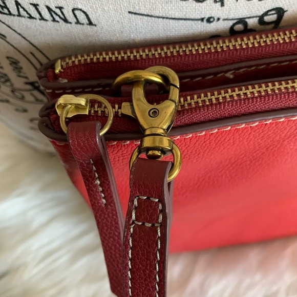 Fossil Crossbody Bag Burgundy/Red Cow Hide Leather - Picture 9 of 14